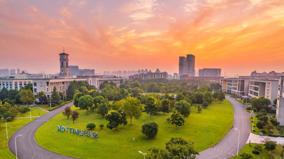 UNNC campus at sunset